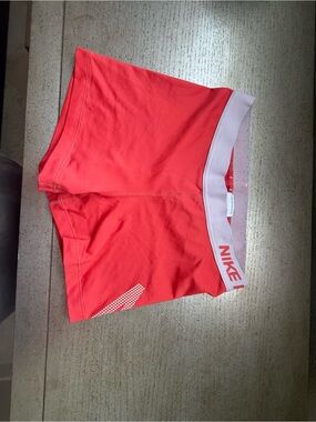 Nike Women’s Coral-Red Elastic Waist Bike Shorts